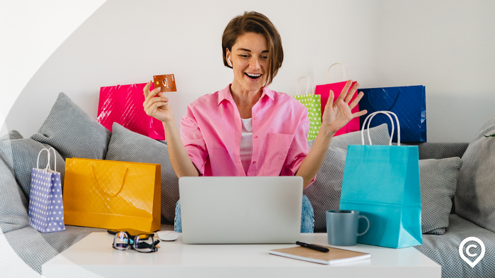 mulher comprando com calcard